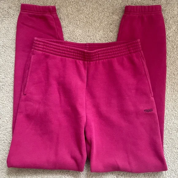 Aritzia TNA Cozy inside Fleece Sweatpants / track pants Fuchsia - Picture 2 of 4